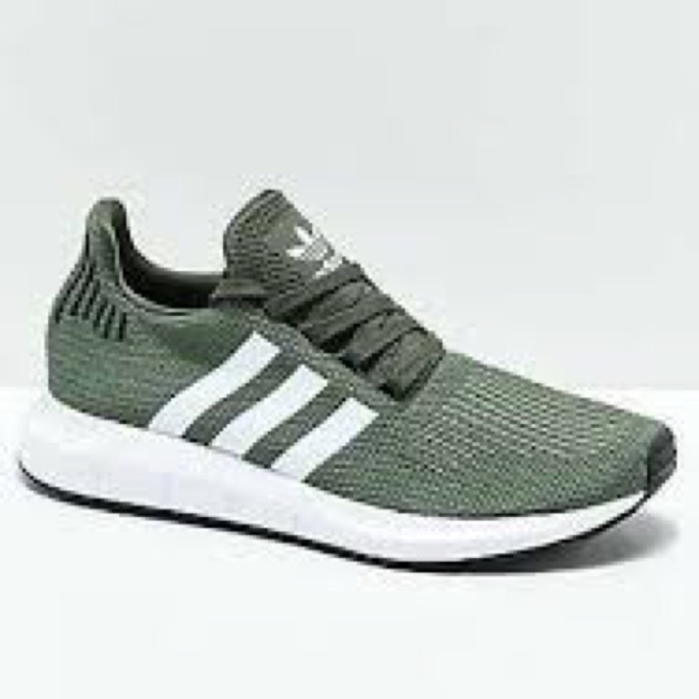Green and white Adidas size 6